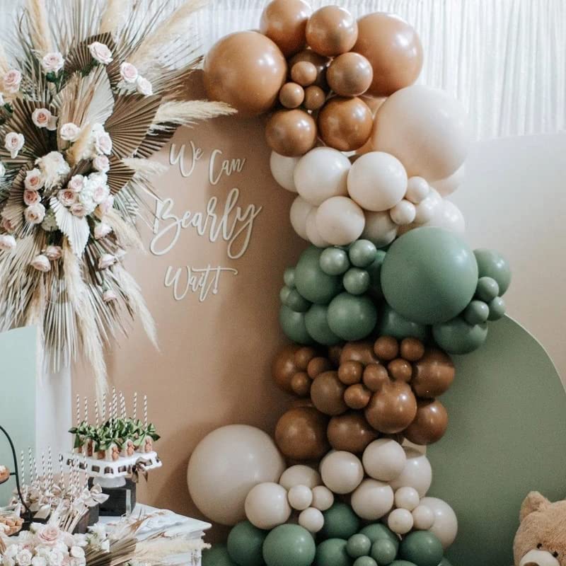DUILE Sage Green Balloon Garland Kit  163 Pcs  Natural Latex  Jungle Safari Woodland Birthday Decorations  Baby Shower  Wild One Party - Image 5